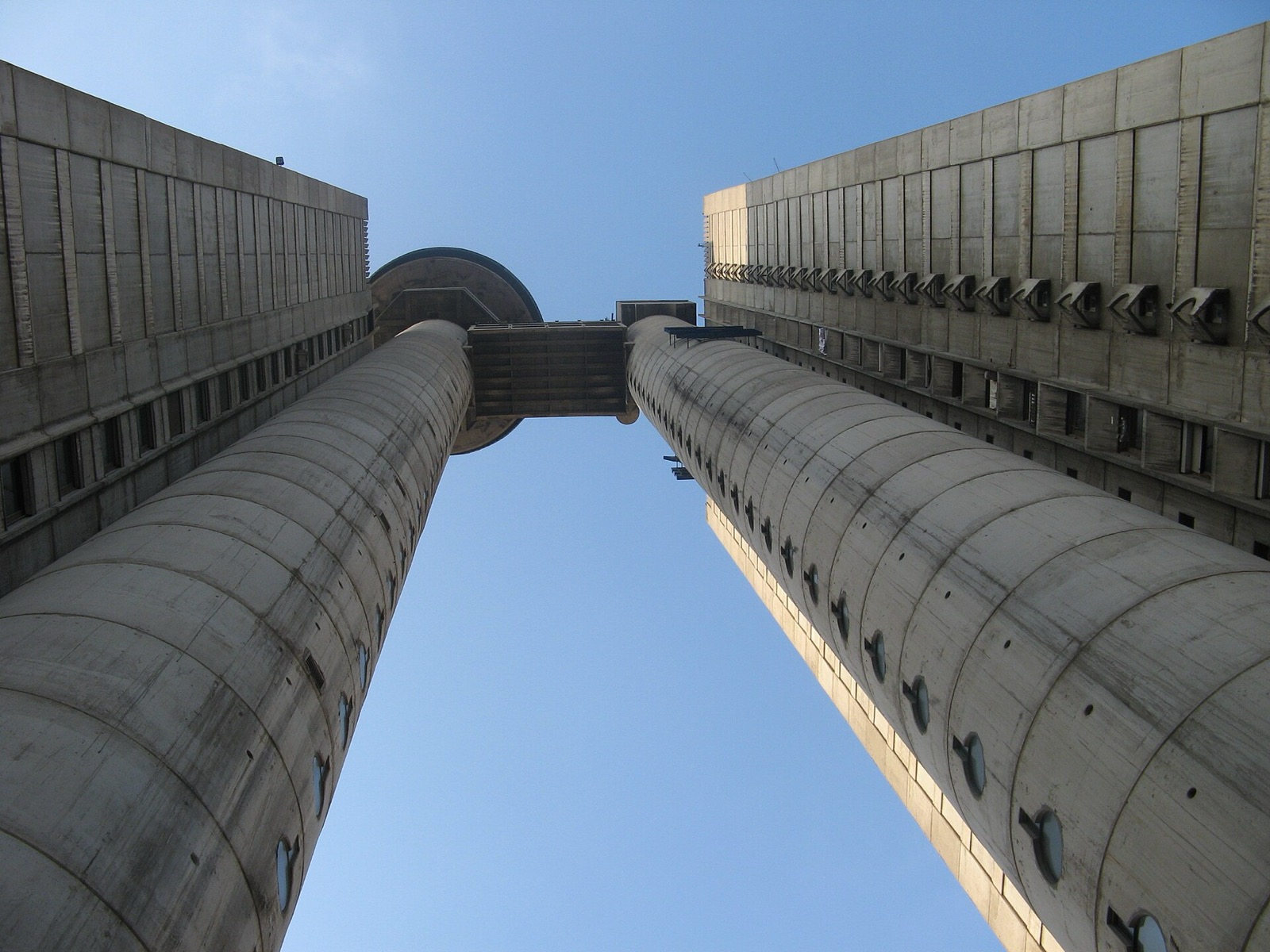 Genex Tower in New Belgrade, photographed from below